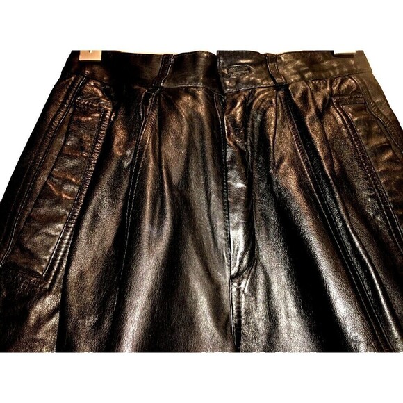 Toffs Leather Pleated Pants, Ultra High Waist, Quality, 25 inch - Picture 6 of 12